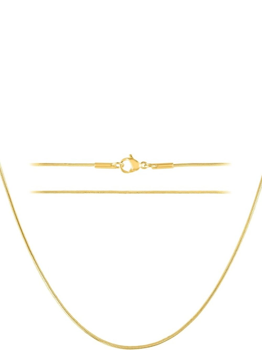 24k Gold Snake Chain Necklace – Thin, Dainty, Gold Plated Stainless Steel Jewelr